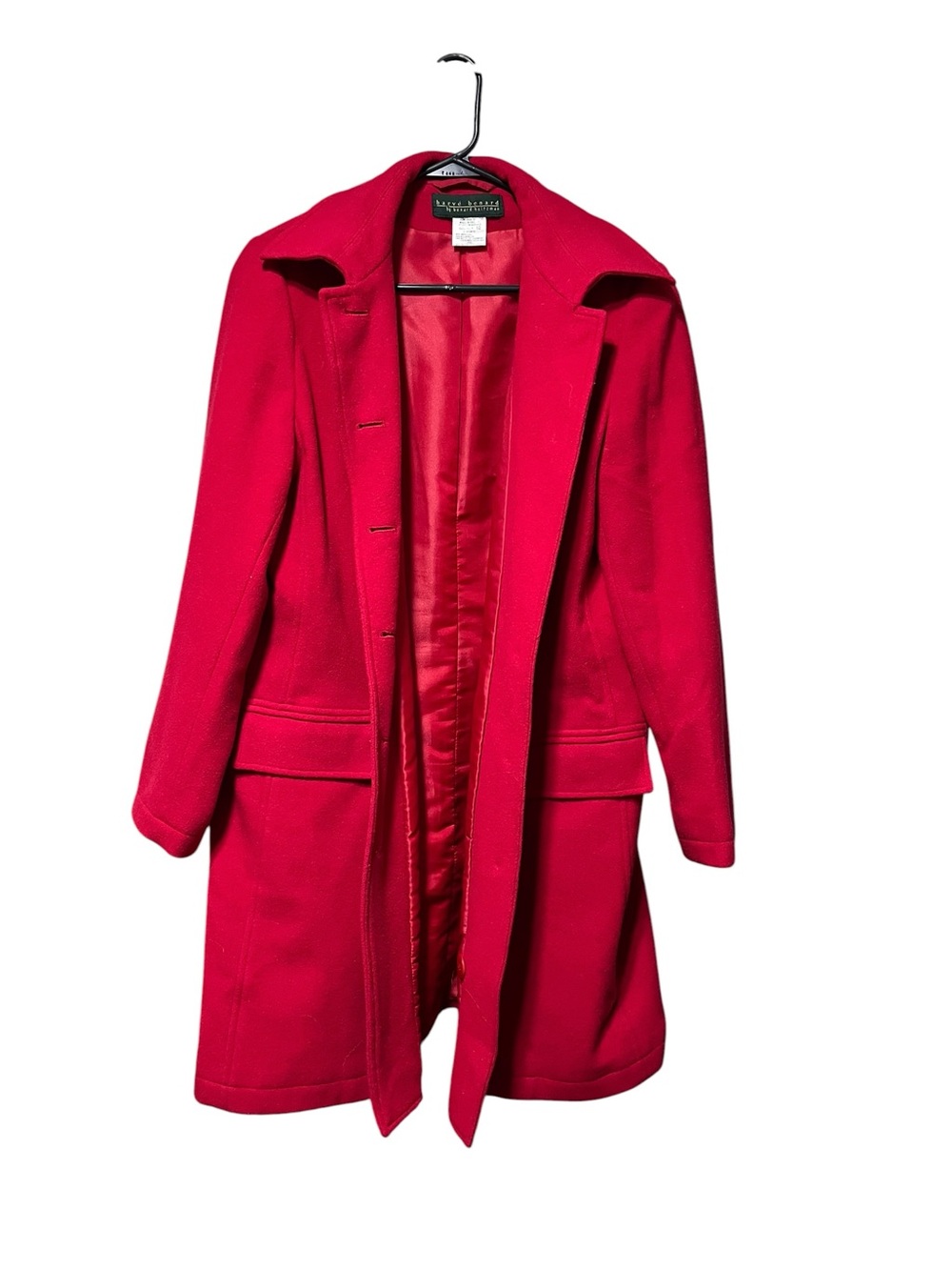 Vintage Harve Benard Red Tailored Wool Trench Coat